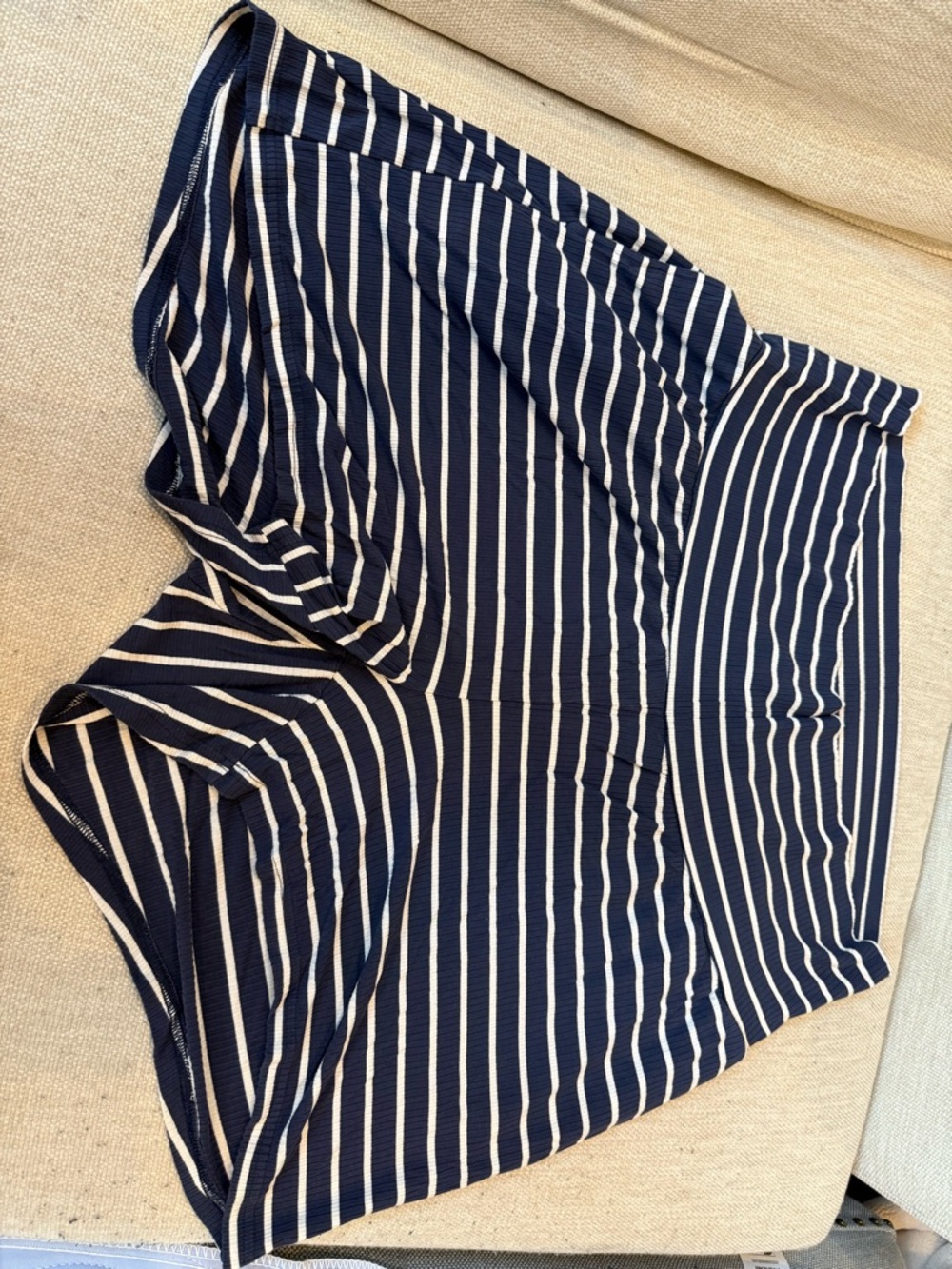 Navy and White Striped Maternity Shorts